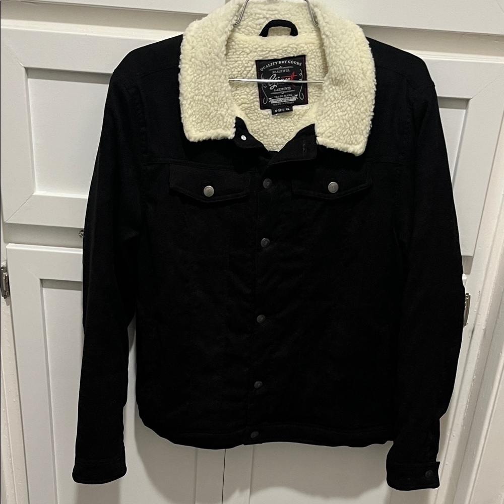 Classic Black corduroy Sherpa-Lined trucker jacket